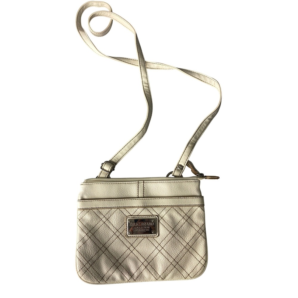 Relic Brand Collection Cream Quilted Faux Leather Crossbody‎ Bag Small Purse